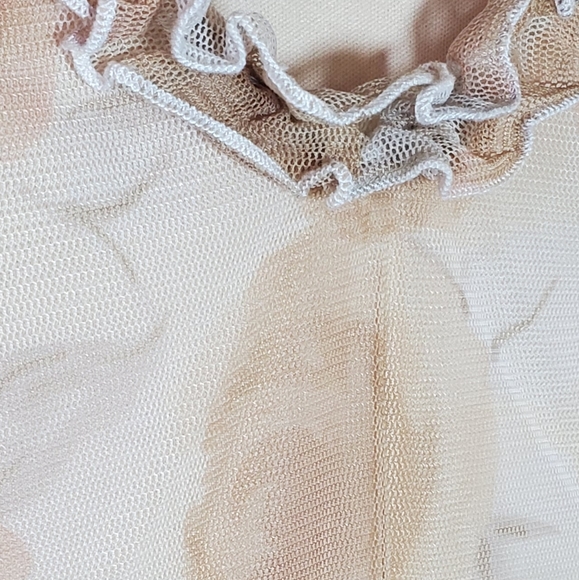 Y2K Vintage Semisheer Floral Cream Tan Top - Picture 6 of 8